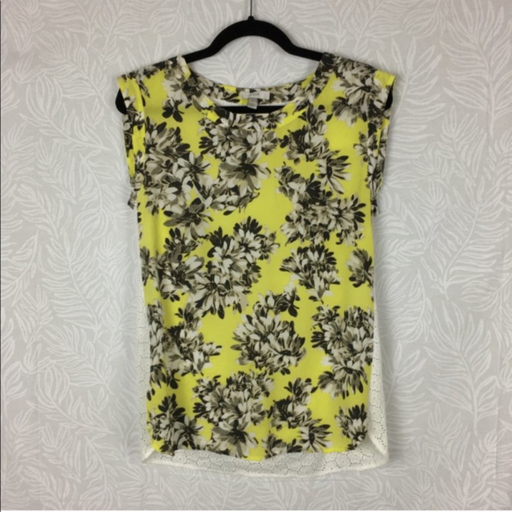 J. CREW sleeveless drapey top floral eyelet AG7